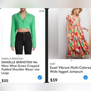 **Bundle**Cropped Green Blazer and Multicolored Jumpsuit